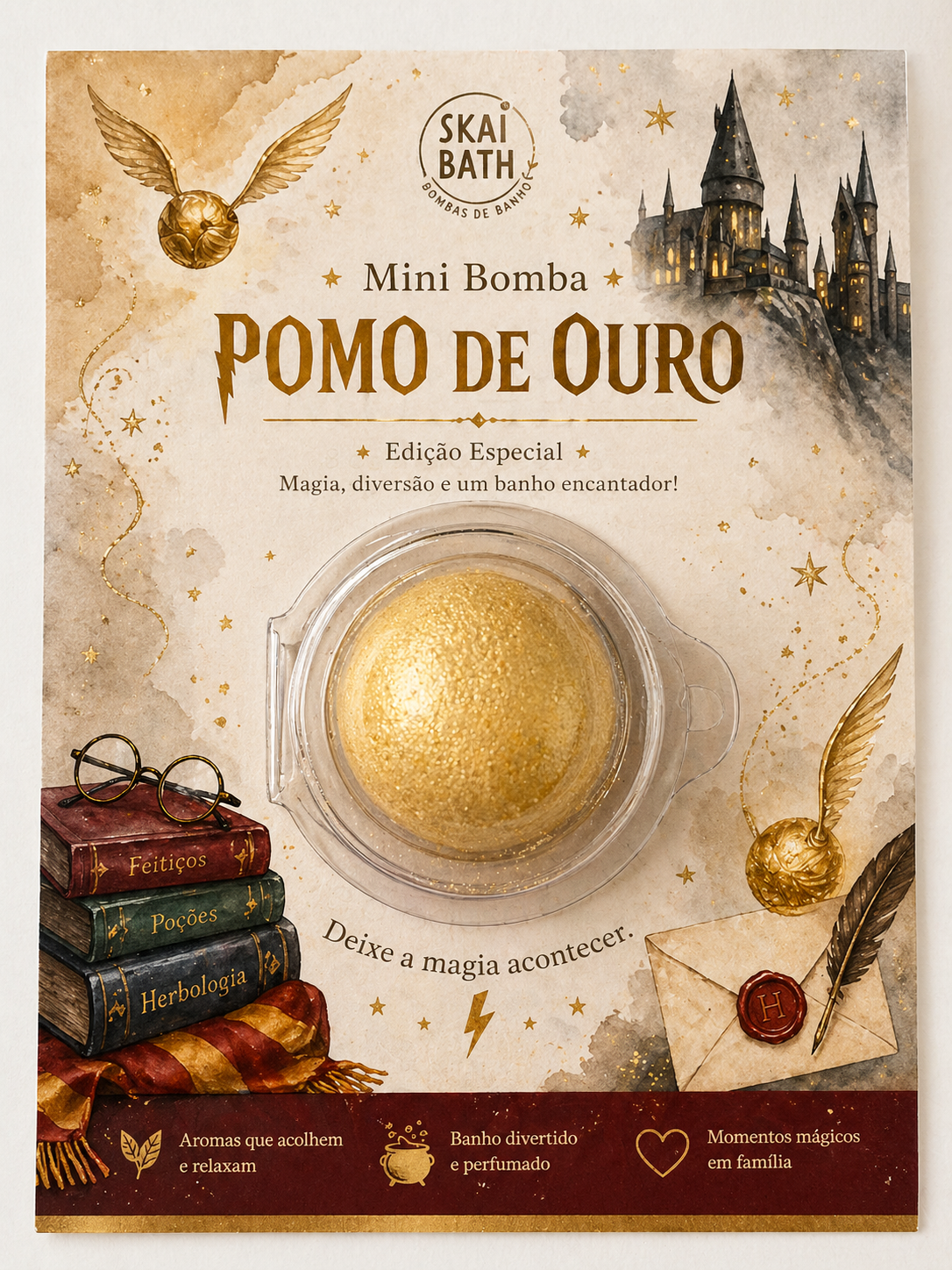 Mini bomba dourada Pomo de Ouro para festa de 15 anos personalizada
